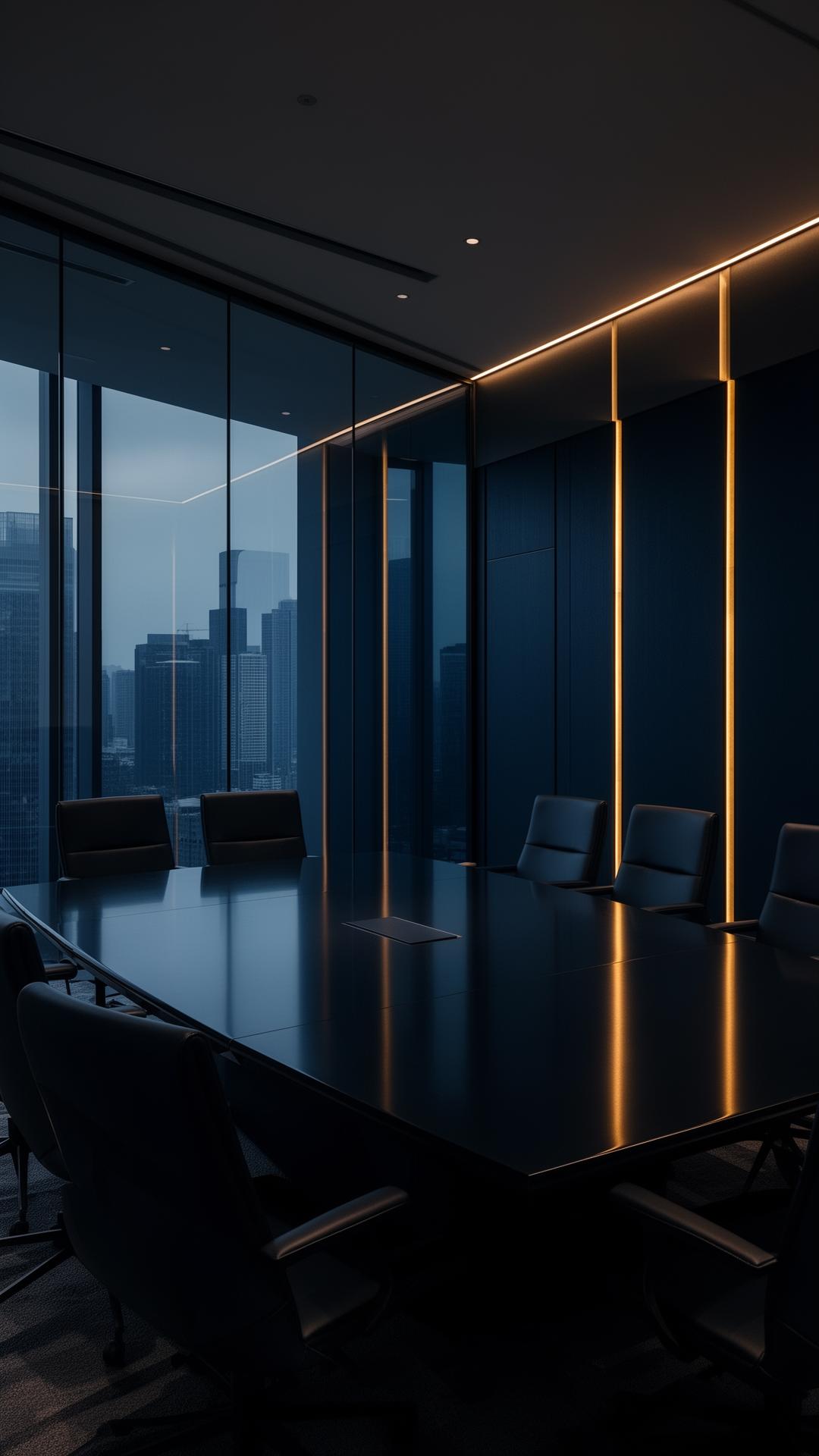Pristine corporate boardroom